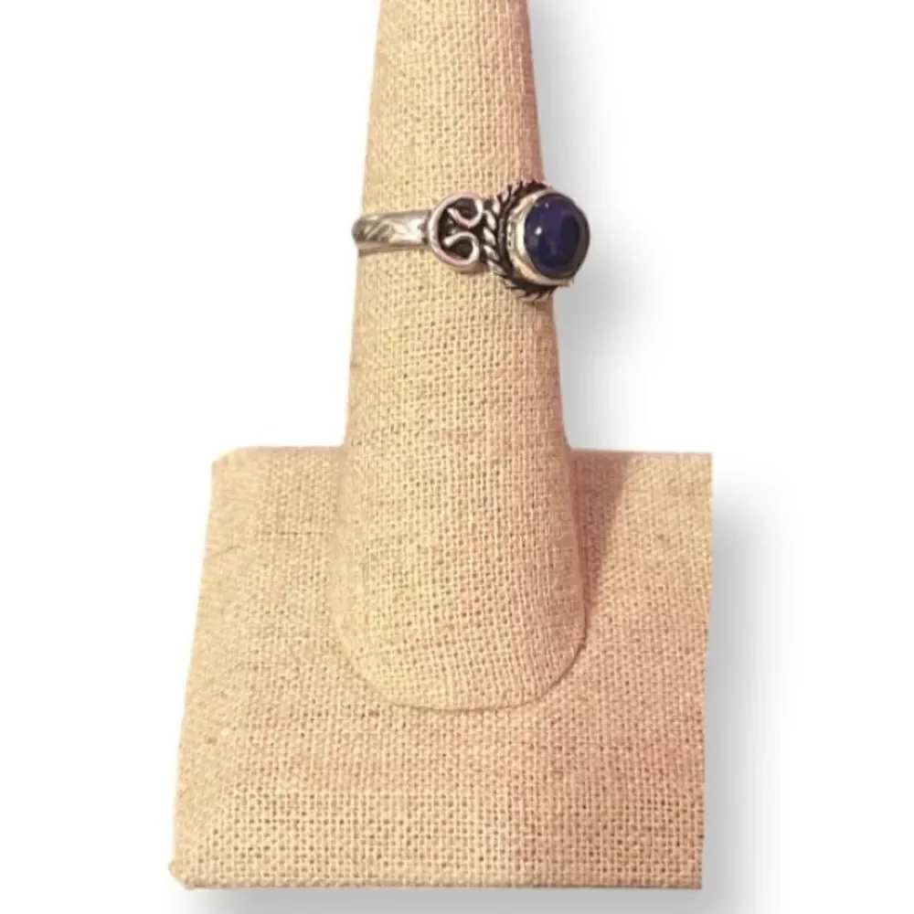 NEW 925 Marked Silver Plated Lapis Color Stone Ring Size 6.25